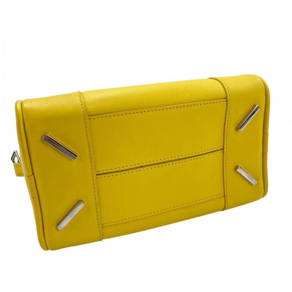 【開店SALE】 LOEWE ロエベ 2WAY アナグラム ハンドバッグ ショルダーバッグ アマソナ75 イエロー シルバー金具 レディース【中古品】