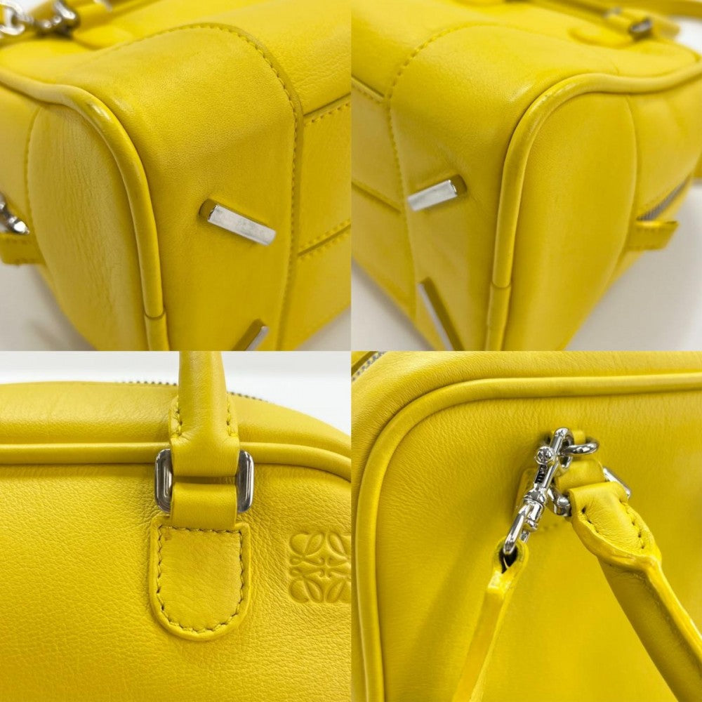 LOEWE ロエベ 2WAY アナグラム ハンドバッグ ショルダーバッグ アマソナ75 イエロー シルバー金具 レディース【中古品】