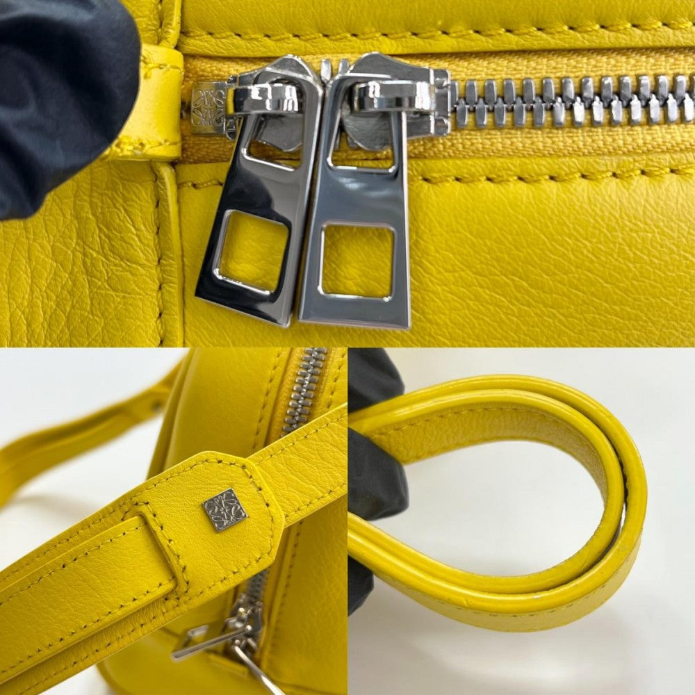 LOEWE ロエベ 2WAY アナグラム ハンドバッグ ショルダーバッグ アマソナ75 イエロー シルバー金具 レディース【中古品】