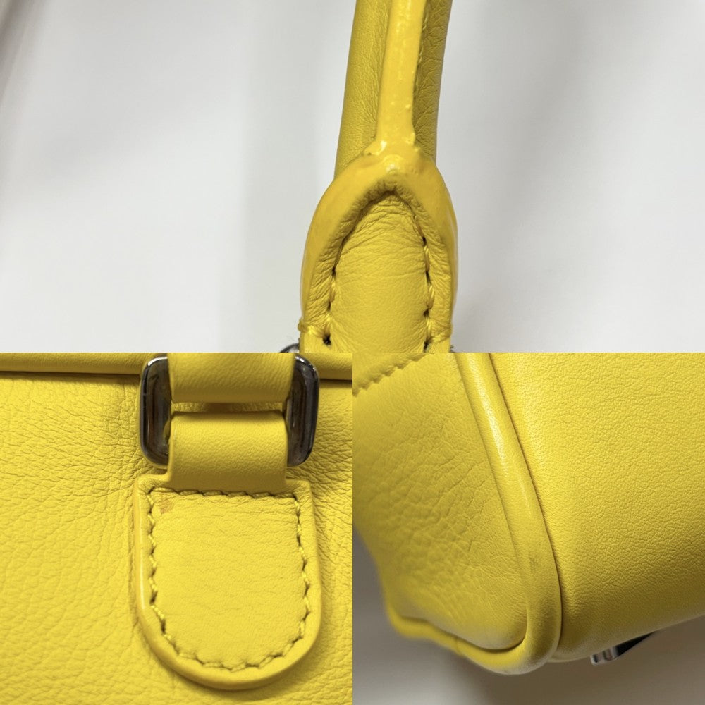 LOEWE ロエベ 2WAY アナグラム ハンドバッグ ショルダーバッグ アマソナ75 イエロー シルバー金具 レディース【中古品】
