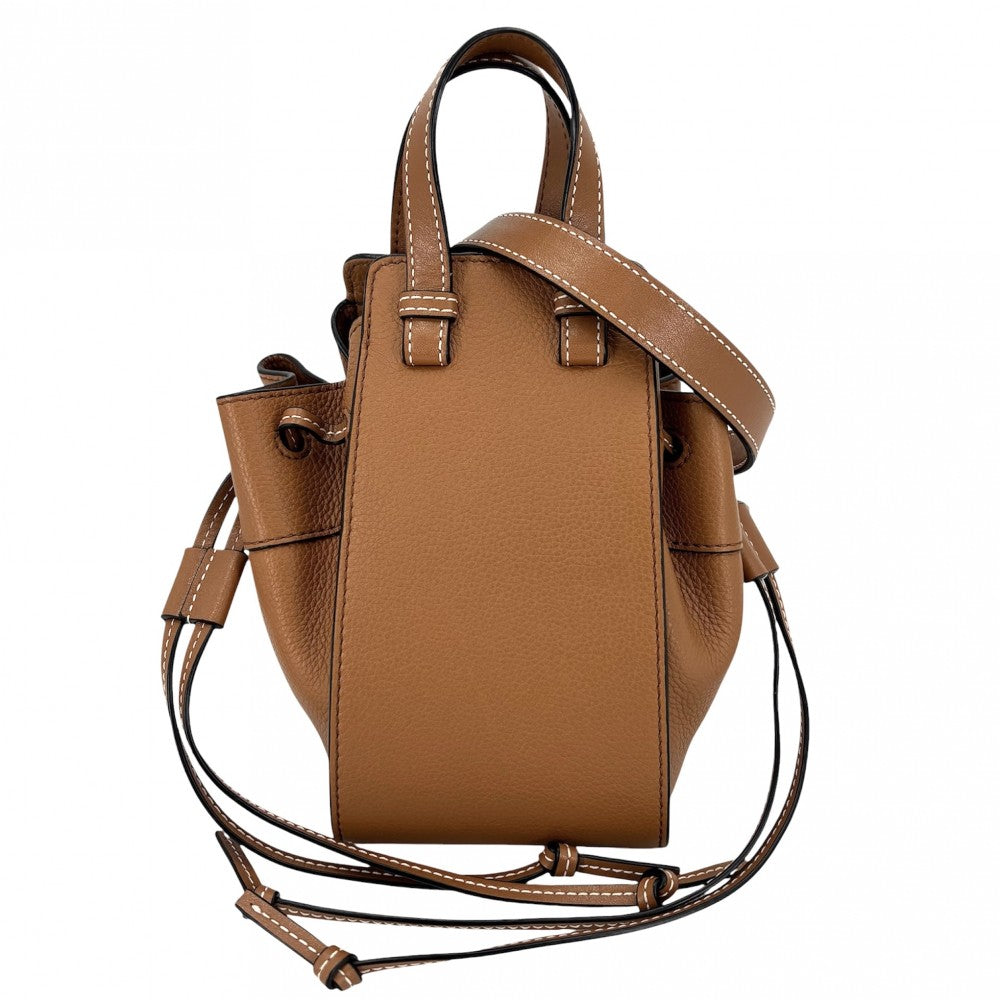 LOEWE ロエベ 2WAY ハンモック ミニ ショルダーバッグ ハンドバッグ カーフ ブラウン 茶 ゴールド金具 レディース【中古品】