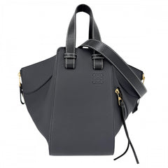 LOEWE ロエベ 2WAY ハンモック ショルダーバッグ ハンドバッグ トートバッグ レザー カーフ ダークネイビー ブラック 黒 ゴールド金具 レディース【中古品】