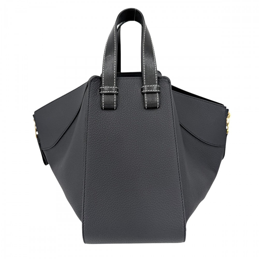 LOEWE ロエベ 2WAY ハンモック ショルダーバッグ ハンドバッグ トートバッグ レザー カーフ ダークネイビー ブラック 黒 ゴールド金具 レディース【中古品】