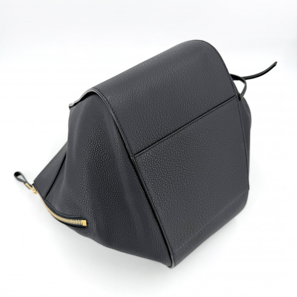 LOEWE ロエベ 2WAY ハンモック ショルダーバッグ ハンドバッグ トートバッグ レザー カーフ ダークネイビー ブラック 黒 ゴールド金具 レディース【中古品】