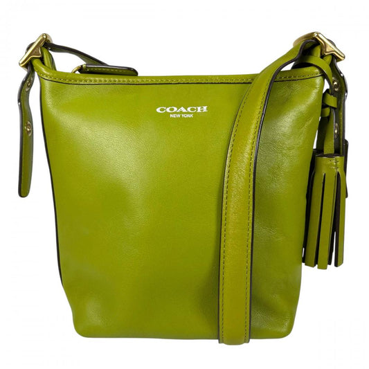 COACH コーチ ショルダーバッグ レガシー フリンジタッセル レザー グリーン 緑 ゴールド金具 レディース【中古品】