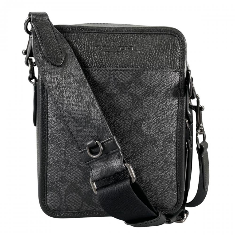 COACH コーチ ショルダーバッグ シグネチャー サリバン クロスボディ CW388 PVCコーティングキャンバス ブラック 黒 ブラック金具 メンズ【中古品】