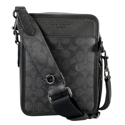 COACH コーチ ショルダーバッグ シグネチャー サリバン クロスボディ CW388 PVCコーティングキャンバス ブラック 黒 ブラック金具 メンズ【中古品】