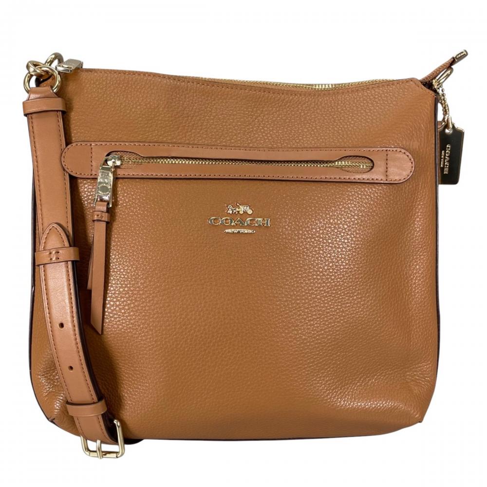 COACH コーチ ショルダーバッグ メイファイル ロゴ金具 F34823 ペプルレザー ブラウン 茶 ゴールド金具 レディース【中古品】