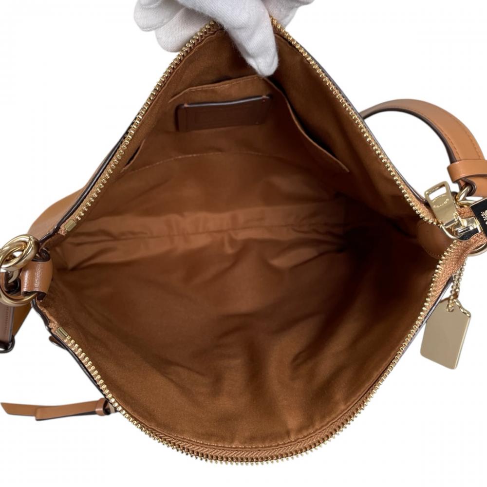 COACH コーチ ショルダーバッグ メイファイル ロゴ金具 F34823 ペプルレザー ブラウン 茶 ゴールド金具 レディース【中古品】