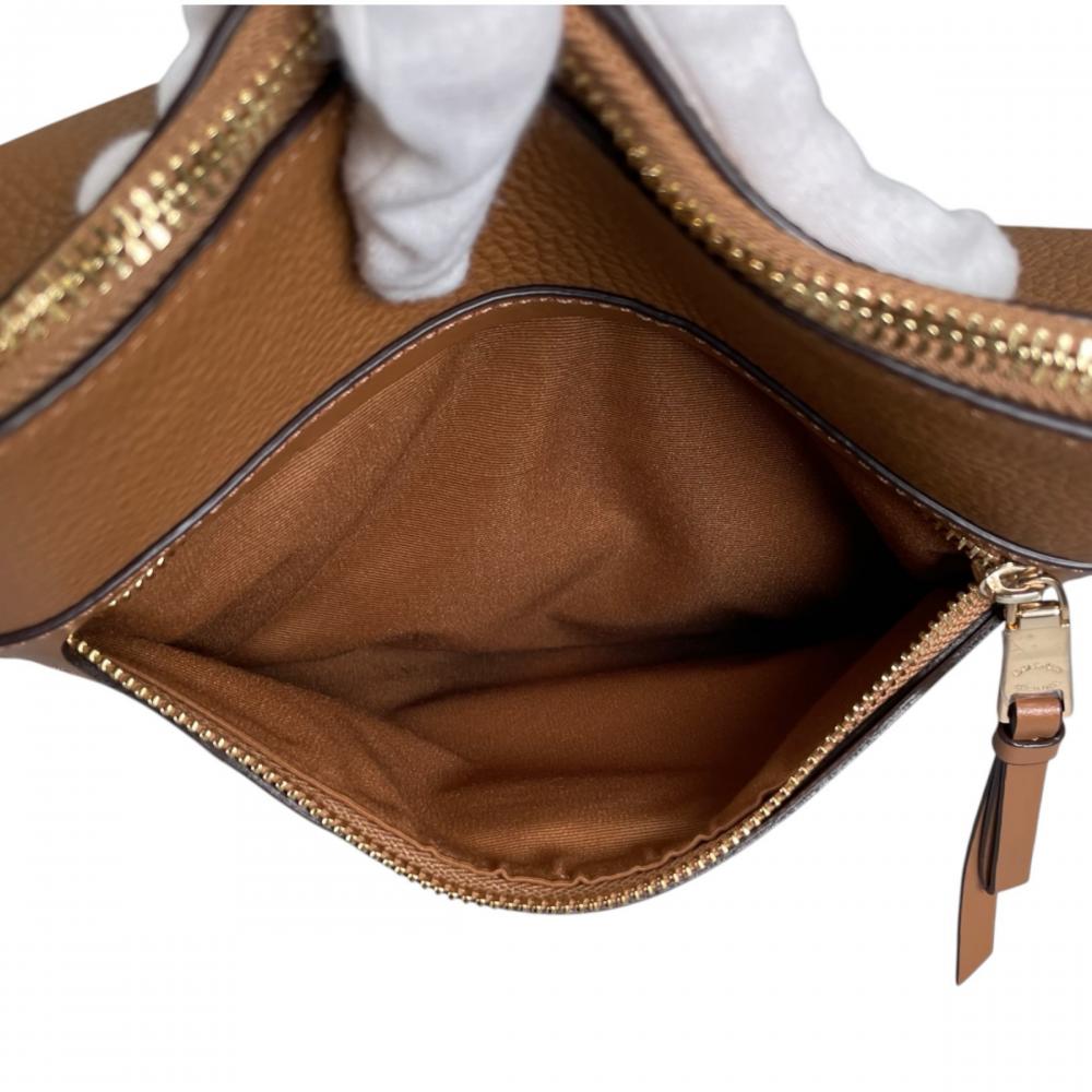 COACH コーチ ショルダーバッグ メイファイル ロゴ金具 F34823 ペプルレザー ブラウン 茶 ゴールド金具 レディース【中古品】
