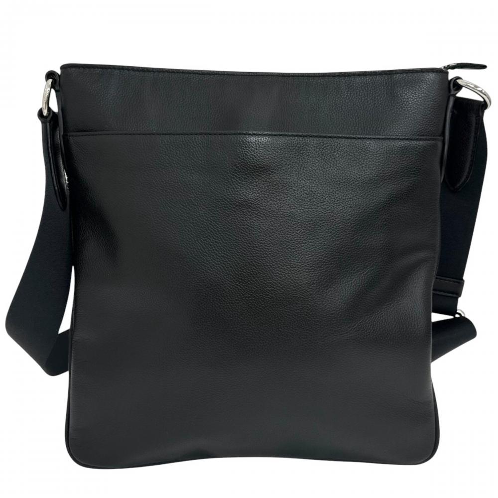 COACH コーチ ショルダーバッグ チャールズ クロスボディ F54780 スムースレザー ブラック 黒 シルバー金具 メンズ【中古品】