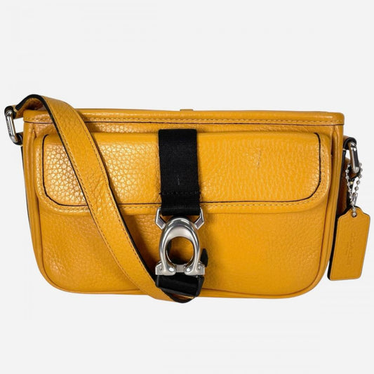 COACH コーチ ショルダーバッグ ベック CM335 ペブルレザー イエロー シルバー金具 レディース【中古品】