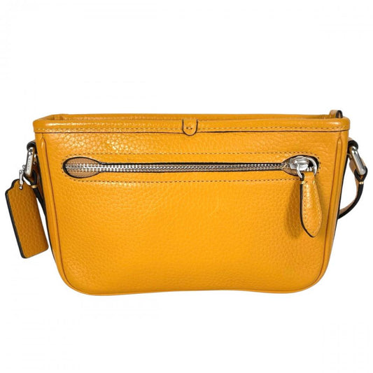 COACH コーチ ショルダーバッグ ベック CM335 ペブルレザー イエロー シルバー金具 レディース【中古品】