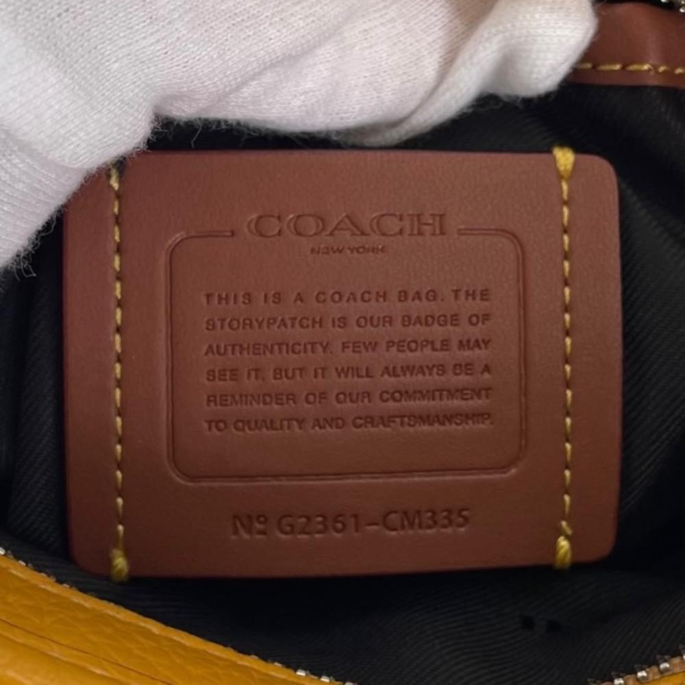 COACH コーチ ショルダーバッグ ベック CM335 ペブルレザー イエロー シルバー金具 レディース【中古品】