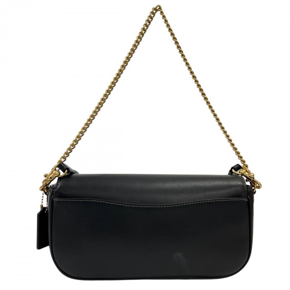 COACH コーチ ショルダーバッグ チェーン CAN90 レザー ブラック 黒 ゴールド金具 レディース【中古品】