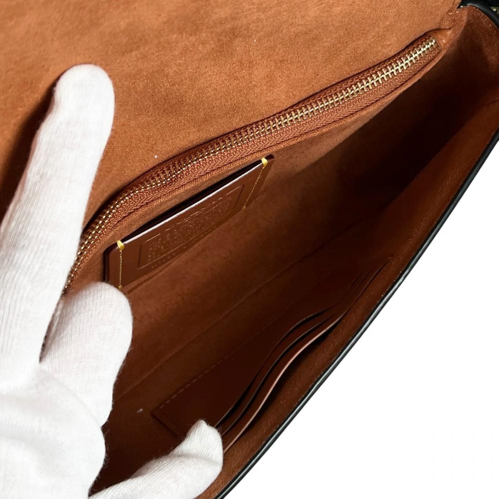 COACH コーチ ショルダーバッグ チェーン CAN90 レザー ブラック 黒 ゴールド金具 レディース【中古品】