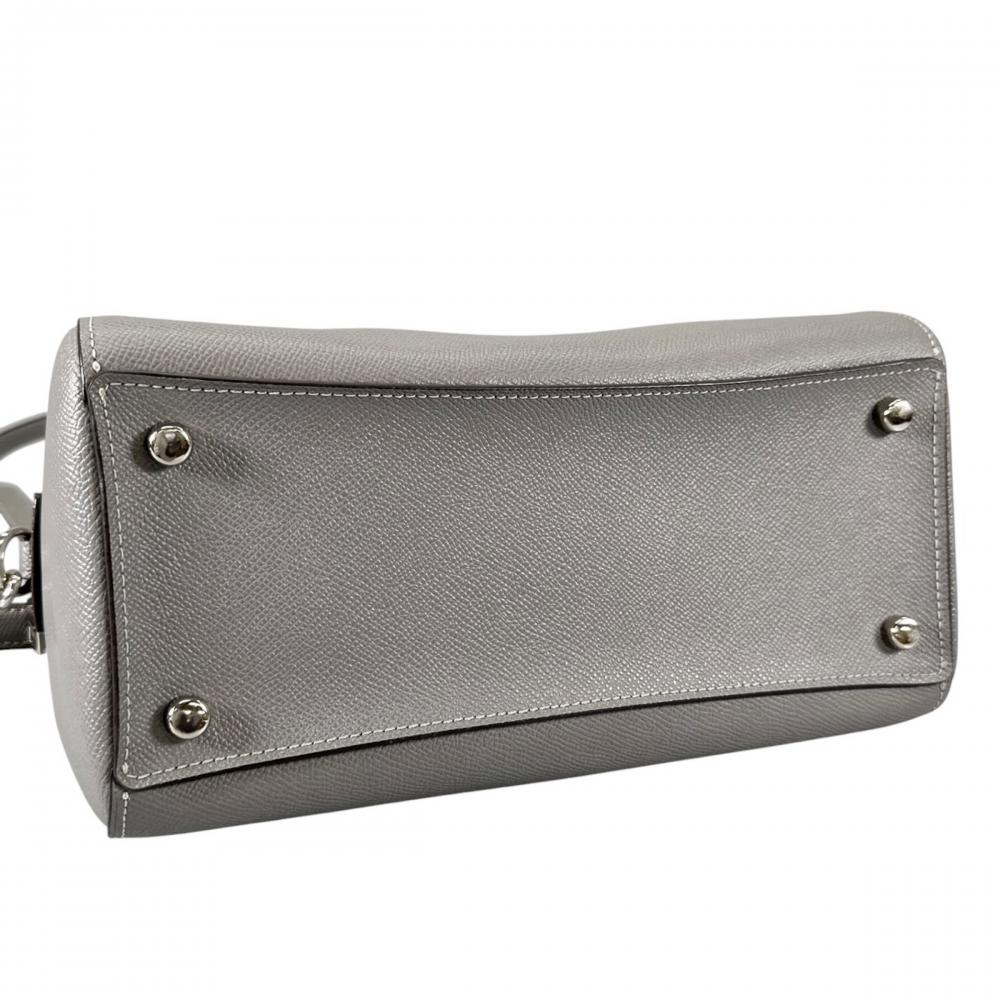 COACH コーチ ハンドバッグ ローアンサッチェル 2WAY ミニボストン F79946 レザー グレー シルバー金具 レディース【中古品】