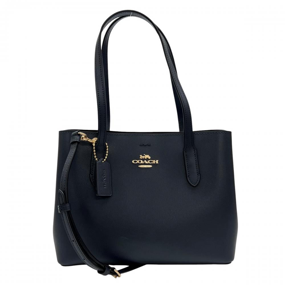 COACH コーチ 2WAY ミニアベニュー キャリーオール ハンドバッグ ショルダーバッグ F73277 レザー ネイビー 紺 レディース【中古品】