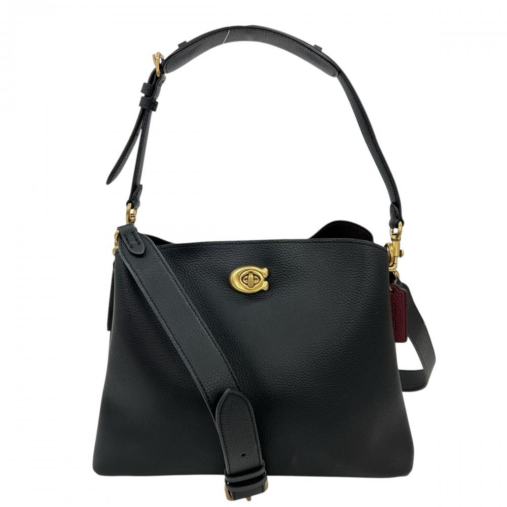 COACH コーチ ショルダーバッグ ウィロウ 2WAY C2620 レザー ブラック 黒 ゴールド金具 レディース【中古品】