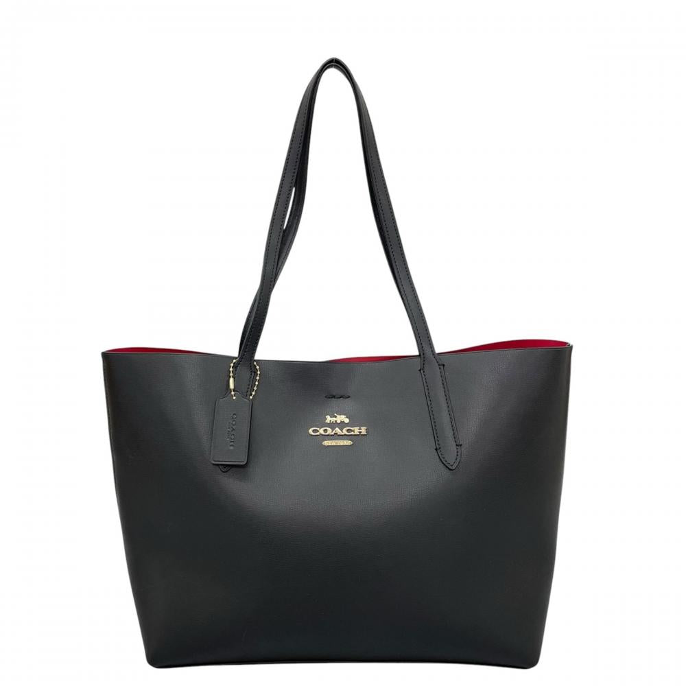 COACH コーチ トートバッグ アベニュー コーチロゴ バイカラー F31535 ブラック 黒 レッド 赤 レディース【中古品】