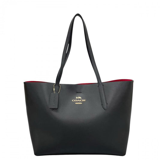 COACH コーチ トートバッグ アベニュー コーチロゴ バイカラー F31535 ブラック 黒 レッド 赤 レディース【中古品】