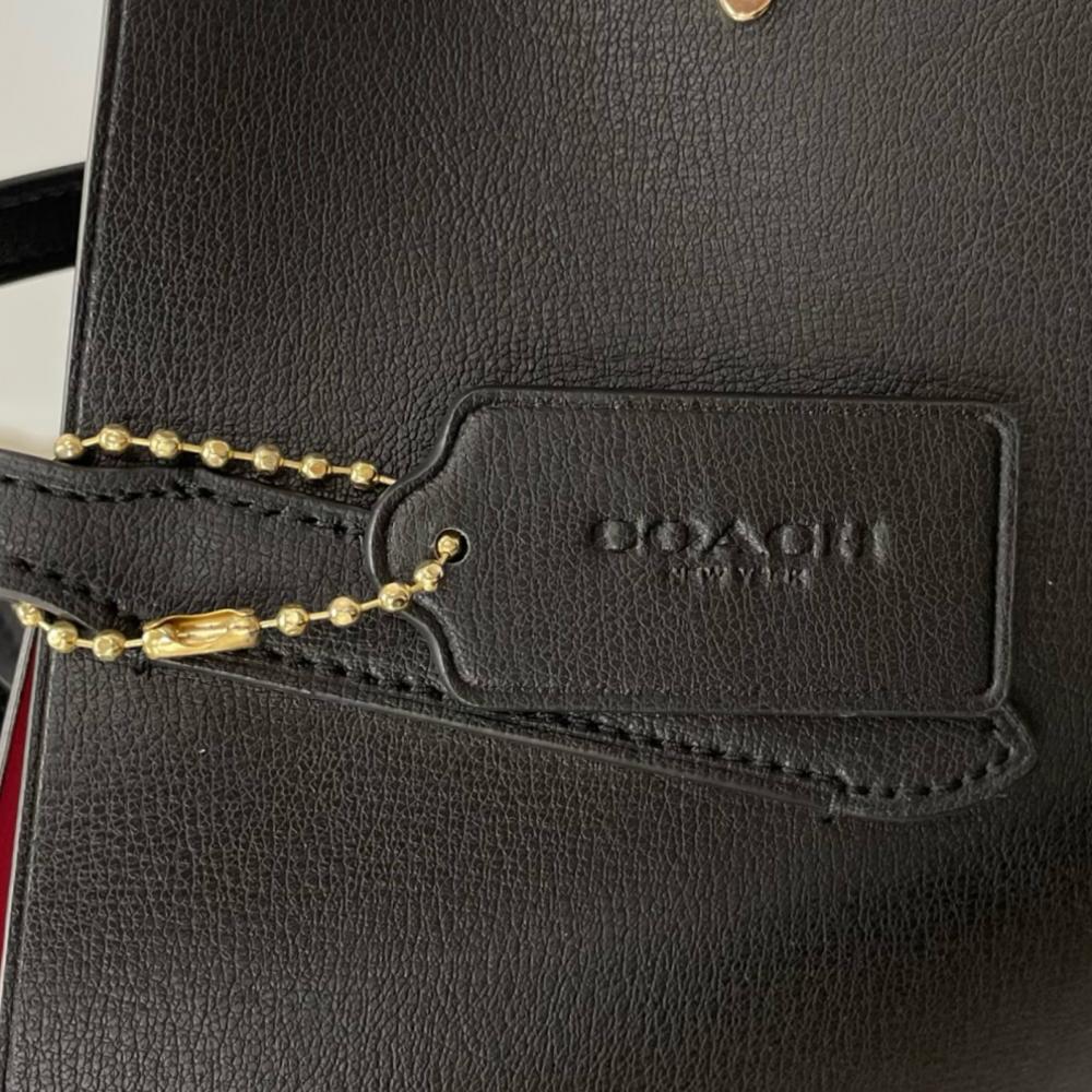 COACH コーチ トートバッグ アベニュー コーチロゴ バイカラー F31535 ブラック 黒 レッド 赤 レディース【中古品】