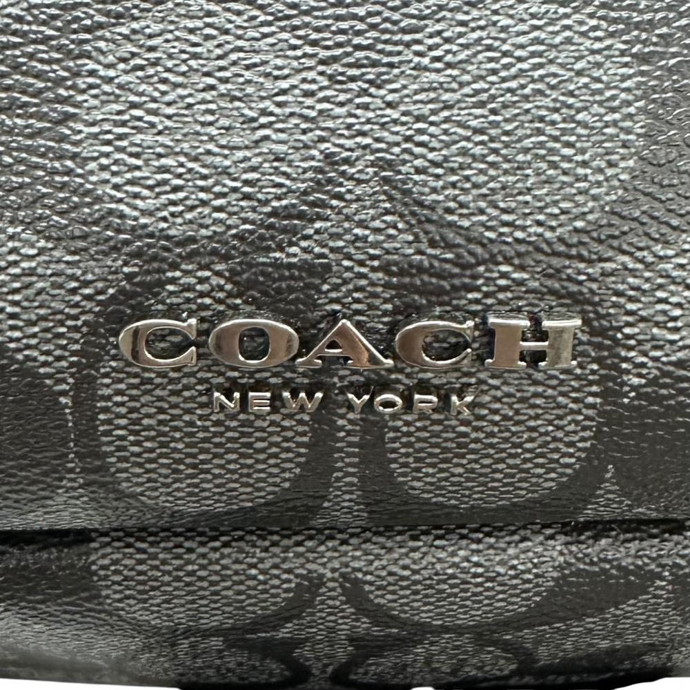 COACH コーチ ボディバッグ シグネチャー グラハム ユーティリティ ウエストポーチ F38749 PVCコーティングキャンバス グレー ブラック/ゴールド金具 メンズ【中古品】