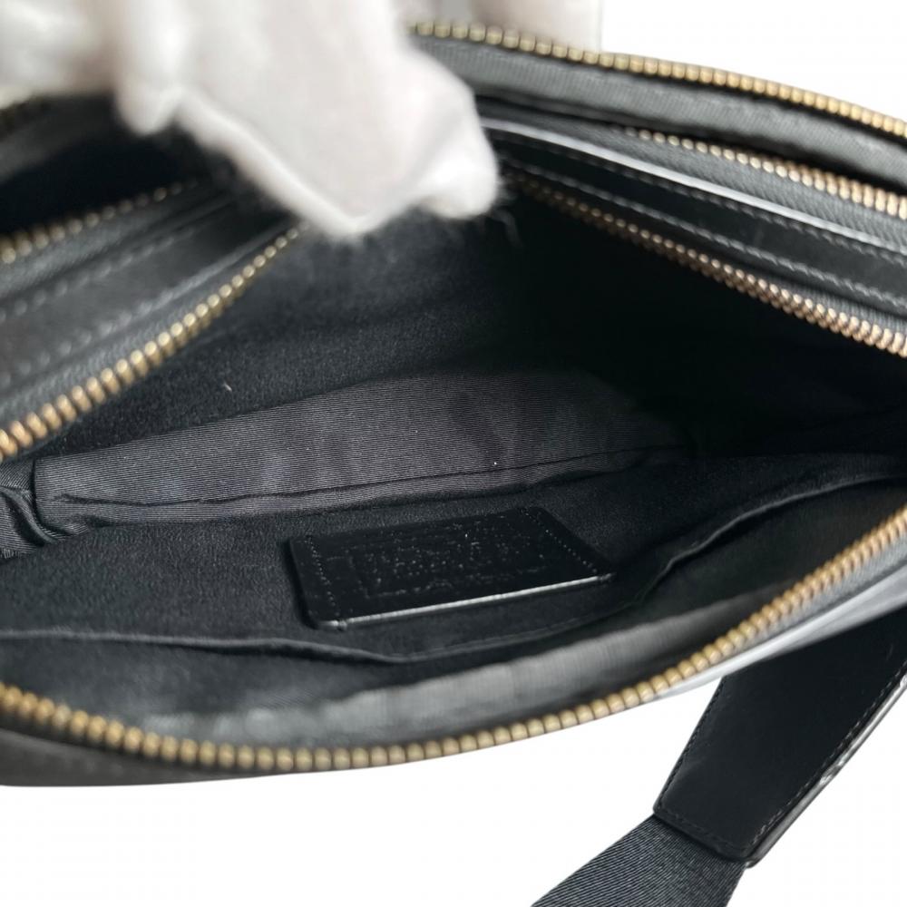 COACH コーチ ボディバッグ シグネチャー グラハム ユーティリティ ウエストポーチ F38749 PVCコーティングキャンバス グレー ブラック/ゴールド金具 メンズ【中古品】