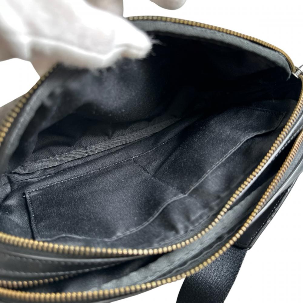 COACH コーチ ボディバッグ シグネチャー グラハム ユーティリティ ウエストポーチ F38749 PVCコーティングキャンバス グレー ブラック/ゴールド金具 メンズ【中古品】