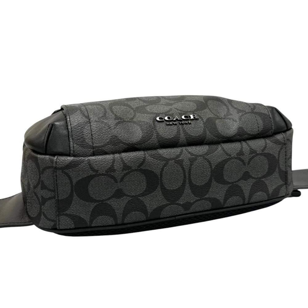 COACH コーチ ボディバッグ シグネチャー グラハム ユーティリティ ウエストポーチ F38749 PVCコーティングキャンバス グレー ブラック/ゴールド金具 メンズ【中古品】