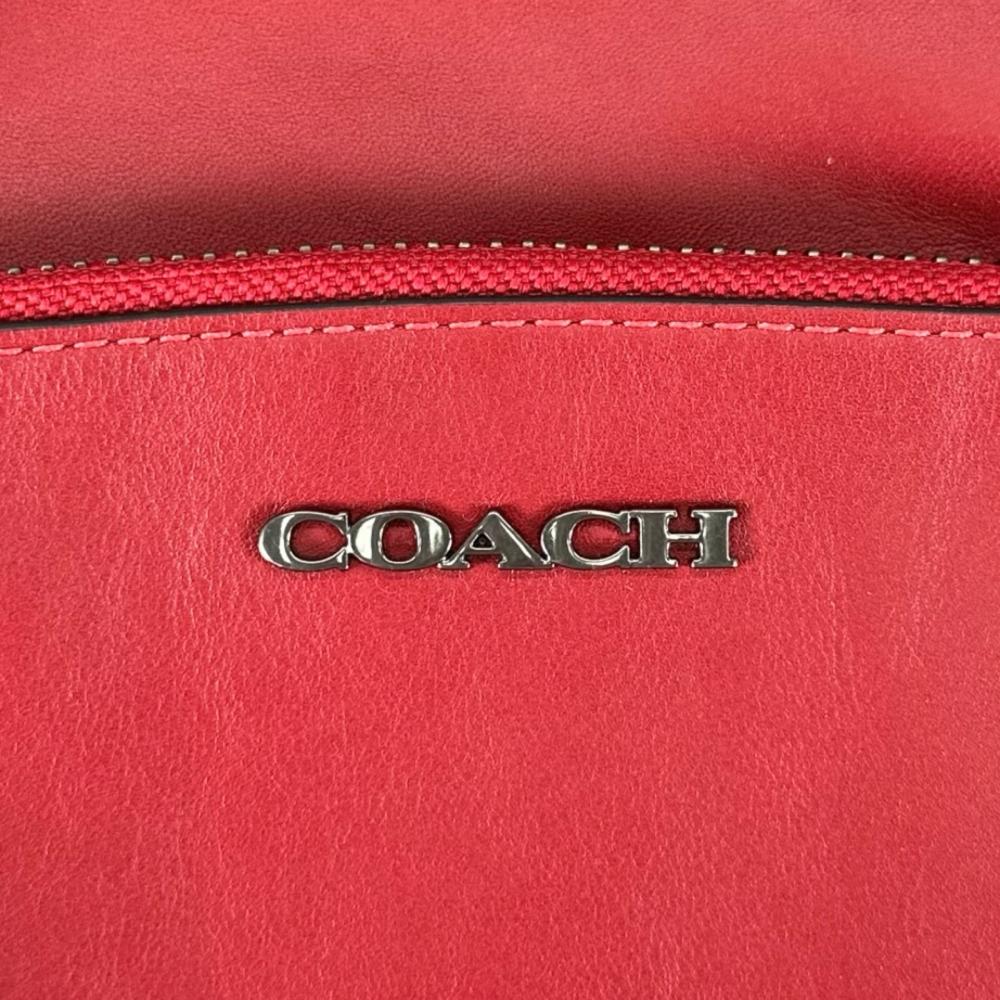 COACH コーチ ショルダーバッグ グラハム ロゴ ボディバッグ C2931 レザー レッド 赤 ブラック×シルバー金具 メンズ【中古品】