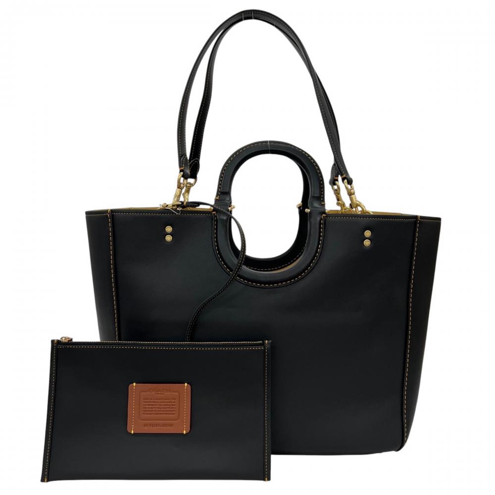 COACH コーチ 2WAY レイトート ハンドバッグ ショルダーバッグ CH787 レザー ブラック 黒 ゴールド金具 レディース【中古品】