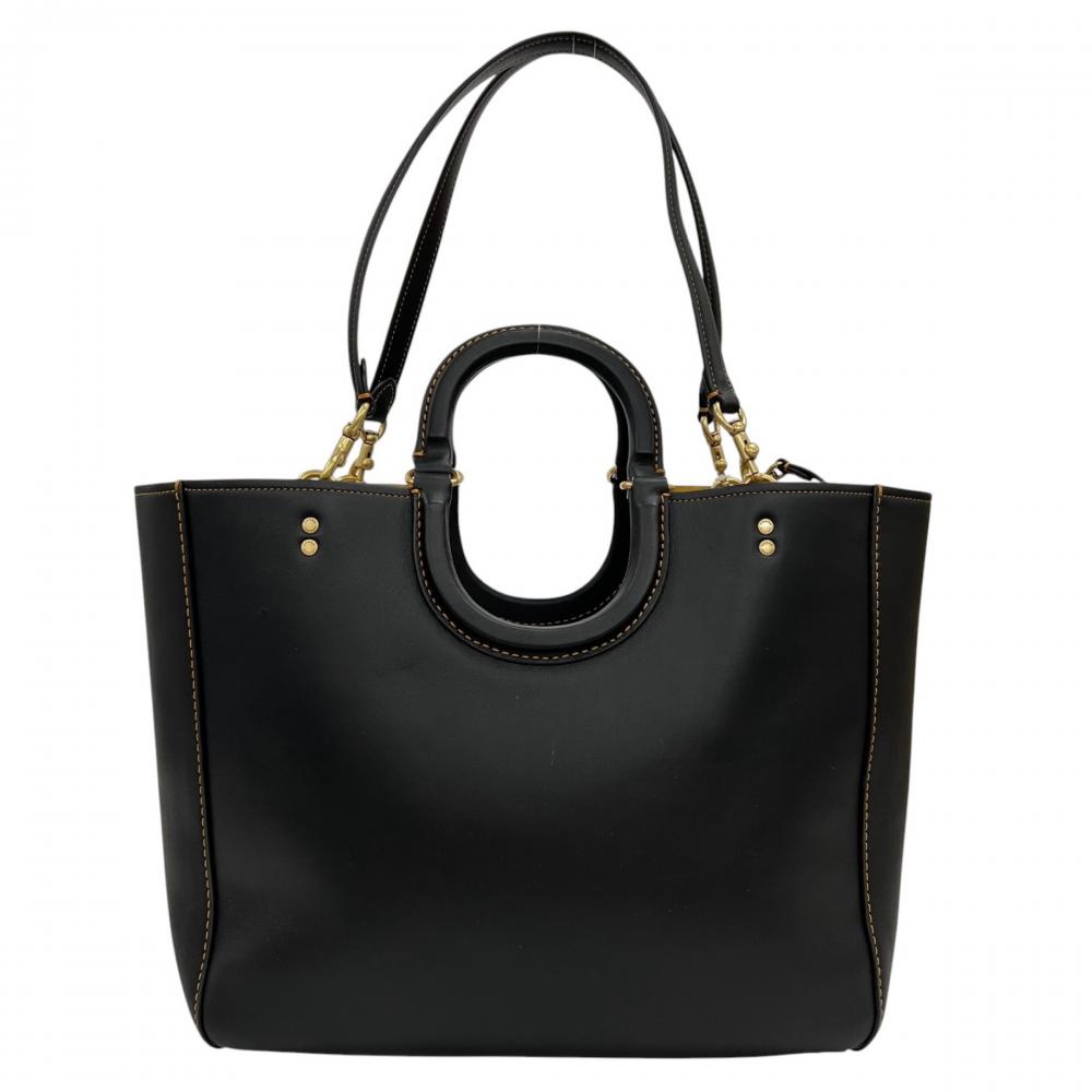 COACH コーチ 2WAY レイトート ハンドバッグ ショルダーバッグ CH787 レザー ブラック 黒 ゴールド金具 レディース【中古品】