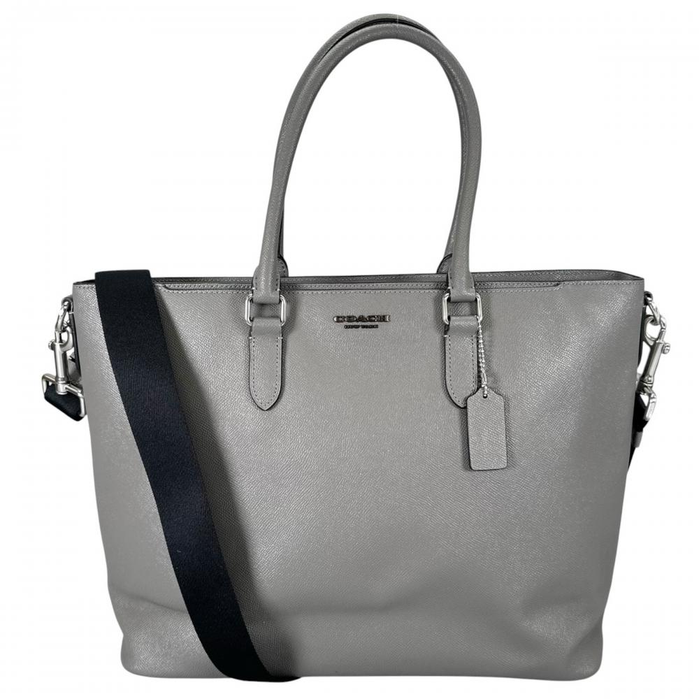 COACH コーチ ショルダーバッグ トート ２WAY 大容量 C2842 レザー グレー シルバー金具 メンズ【中古品】