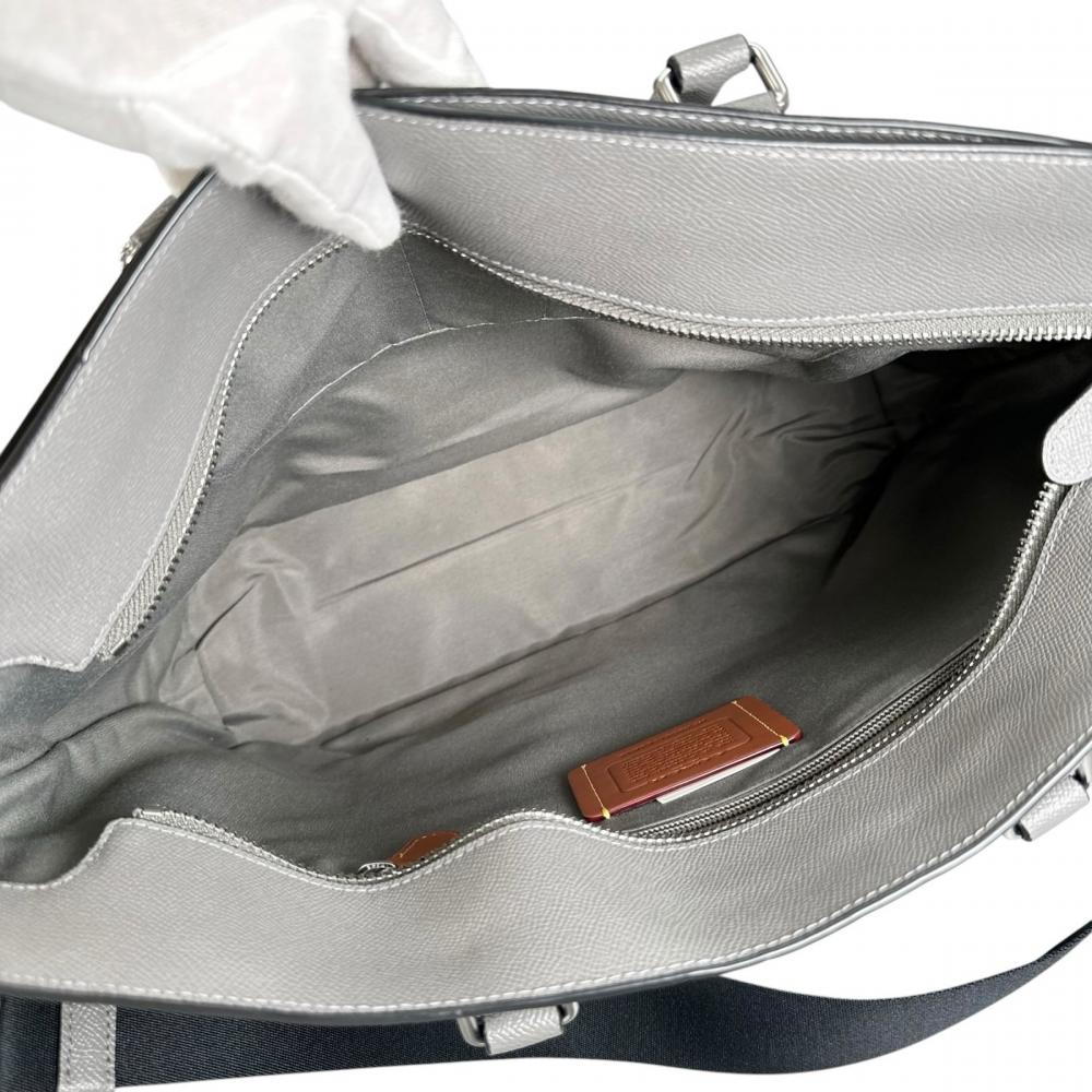 COACH コーチ ショルダーバッグ トート ２WAY 大容量 C2842 レザー グレー シルバー金具 メンズ【中古品】