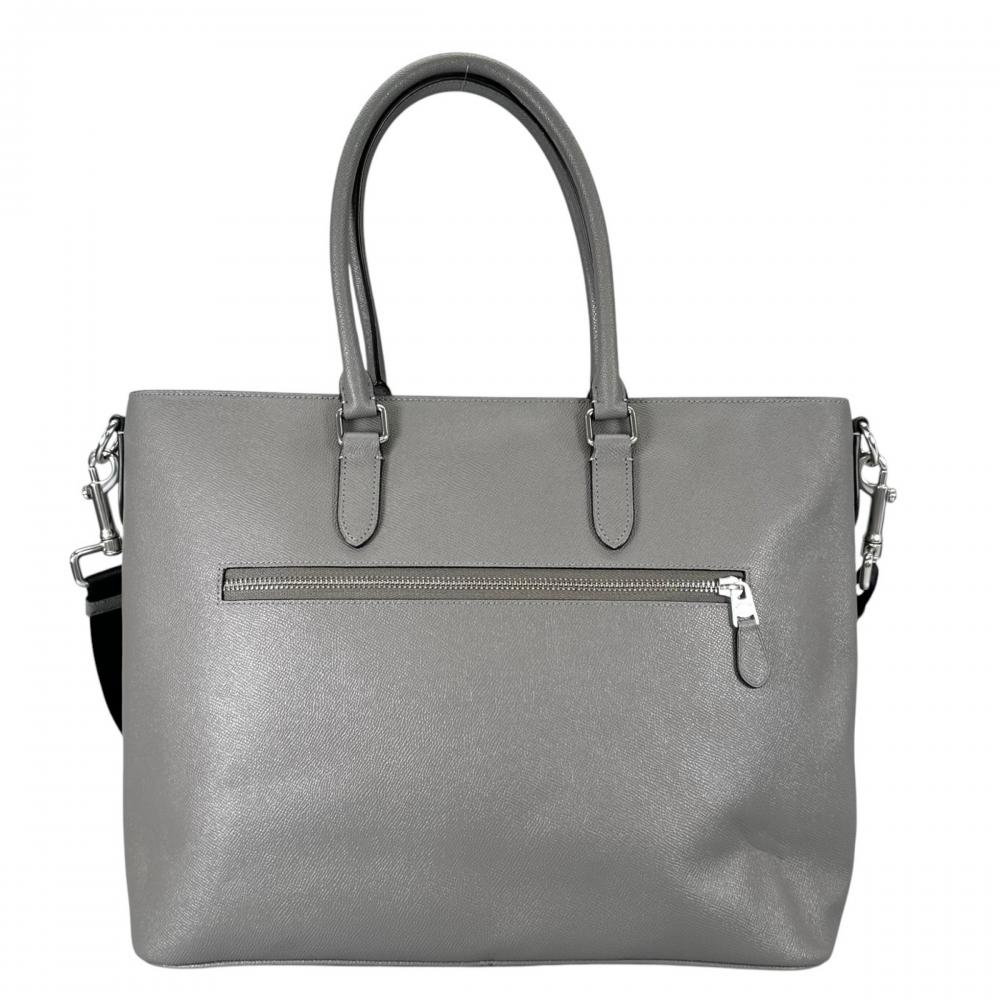 COACH コーチ ショルダーバッグ トート ２WAY 大容量 C2842 レザー グレー シルバー金具 メンズ【中古品】