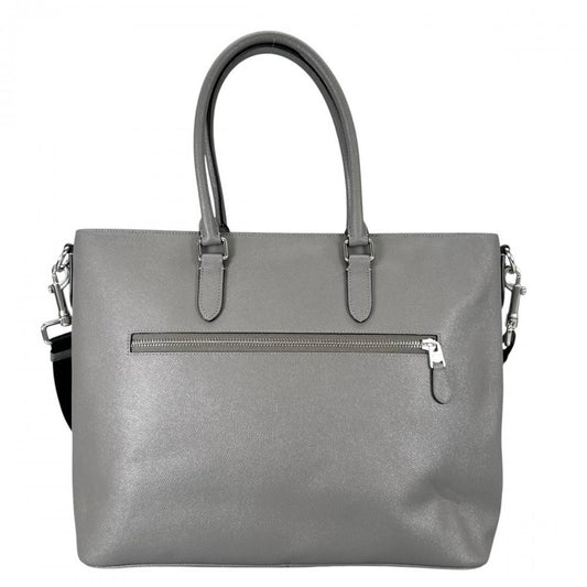 COACH コーチ ショルダーバッグ トート ２WAY 大容量 C2842 レザー グレー シルバー金具 メンズ【中古品】