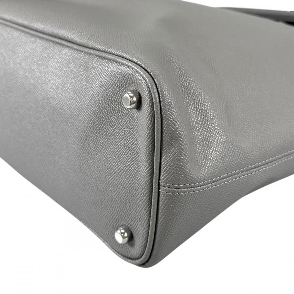 COACH コーチ ショルダーバッグ トート ２WAY 大容量 C2842 レザー グレー シルバー金具 メンズ【中古品】