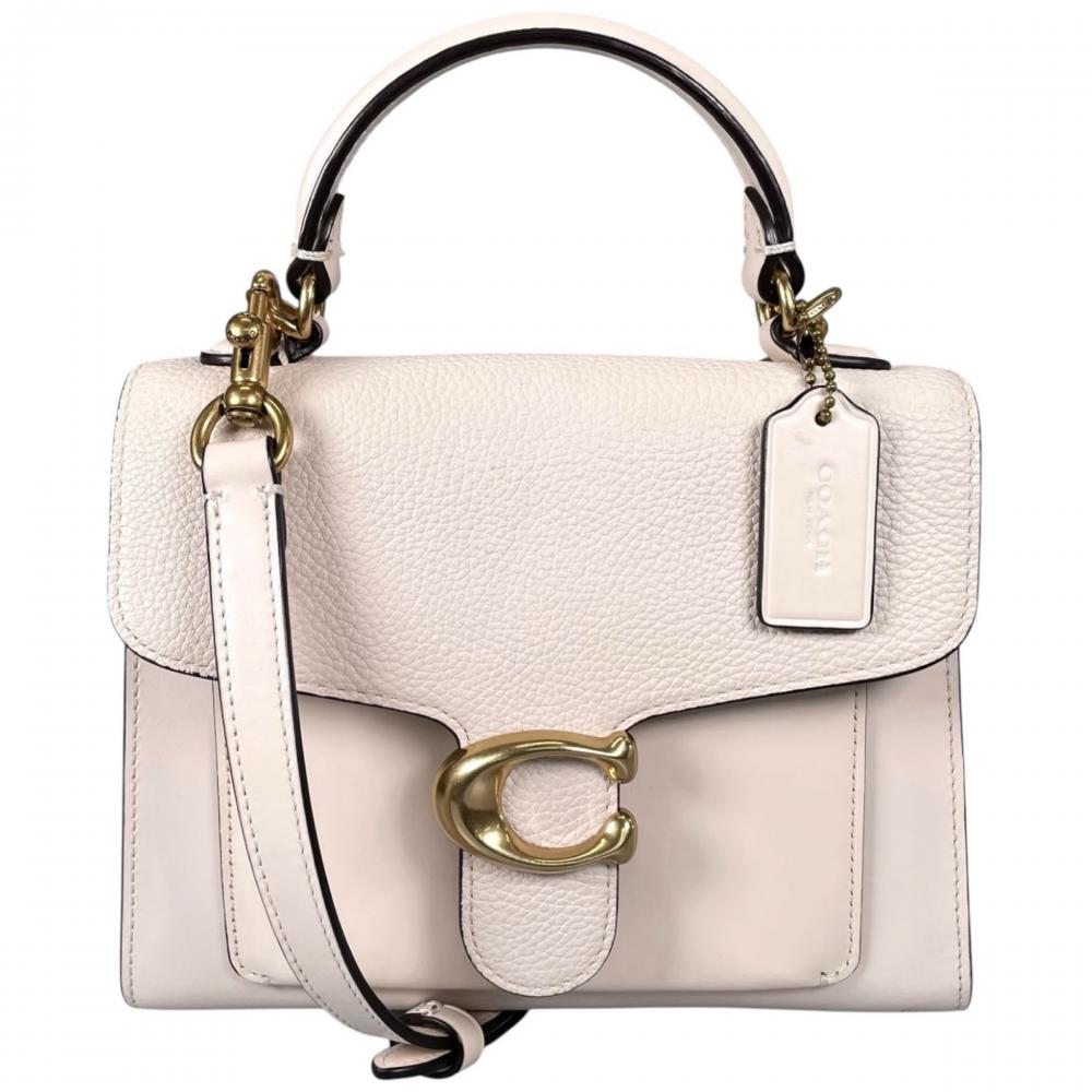 COACH コーチ ショルダーバッグ タビー トップハンドル 20 2WAY 636 カーフ ホワイト 白 ゴールド金具 レディース【中古品】