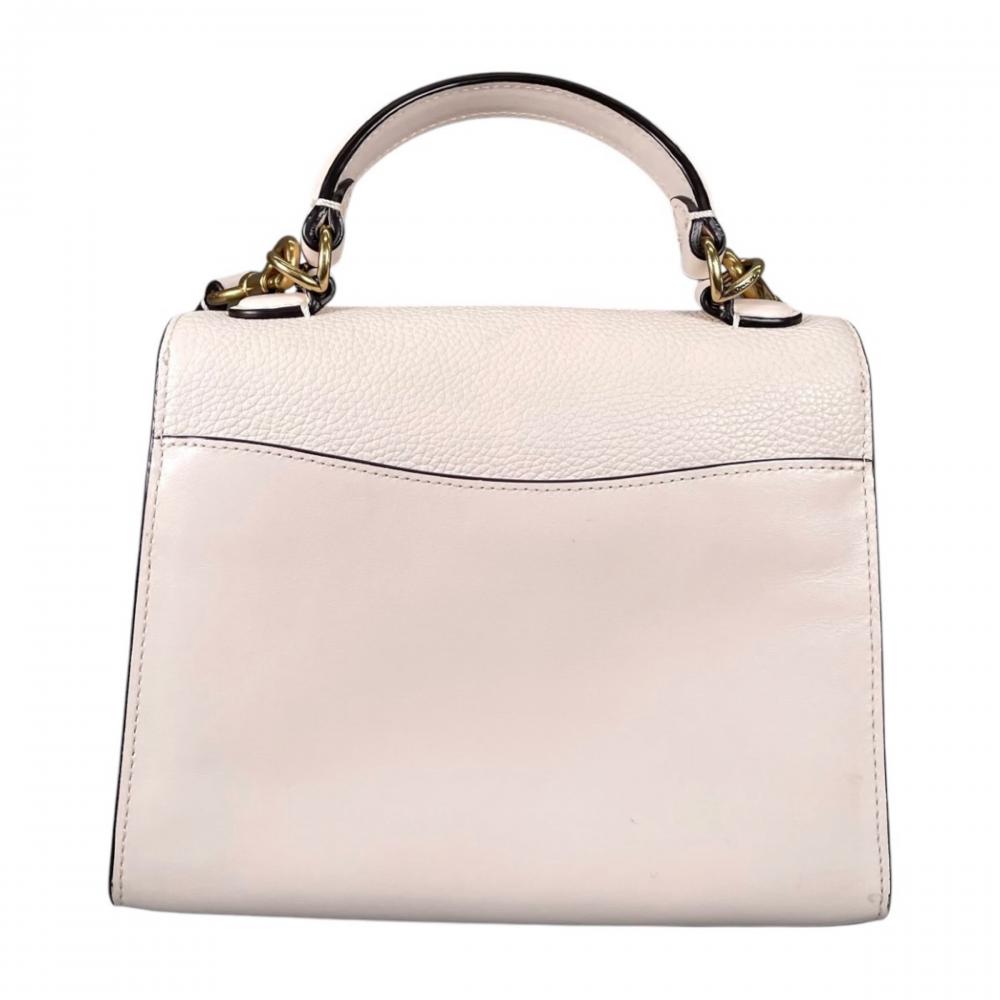 COACH コーチ ショルダーバッグ タビー トップハンドル 20 2WAY 636 カーフ ホワイト 白 ゴールド金具 レディース【中古品】