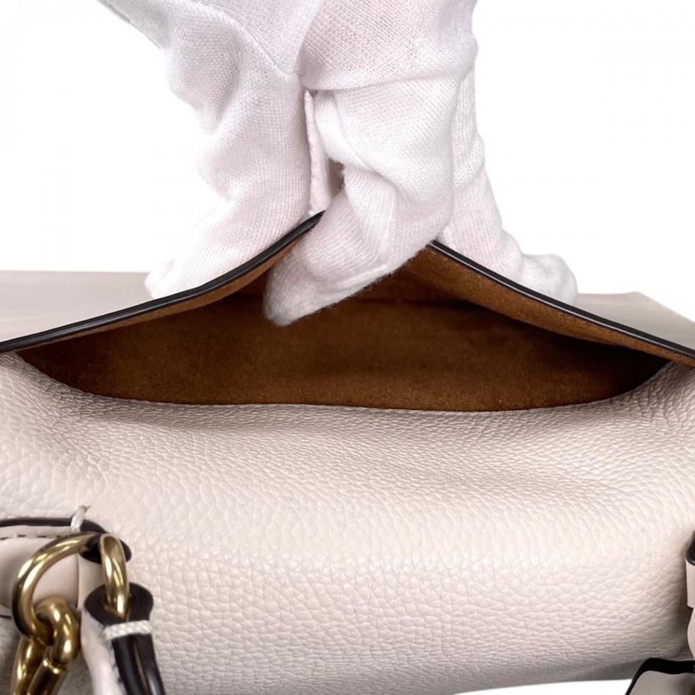 COACH コーチ ショルダーバッグ タビー トップハンドル 20 2WAY 636 カーフ ホワイト 白 ゴールド金具 レディース【中古品】