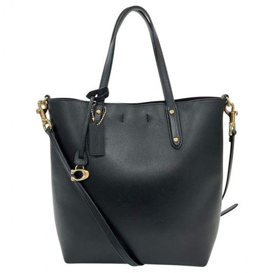 COACH コーチ 2WAY セントラル ショッパー トートバッグ ショルダーバッグ 78217 レザー ブラック 黒 ゴールド金具 レディース【中古品】
