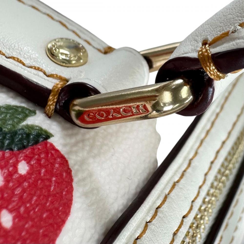 COACH コーチ ショルダーバッグ ミニローアン クロスボディ・ワイルド 2WAY ストロベリープリント CH161 レザー ホワイト 白 レッド 赤 ゴールド金具 レディース【中古品】