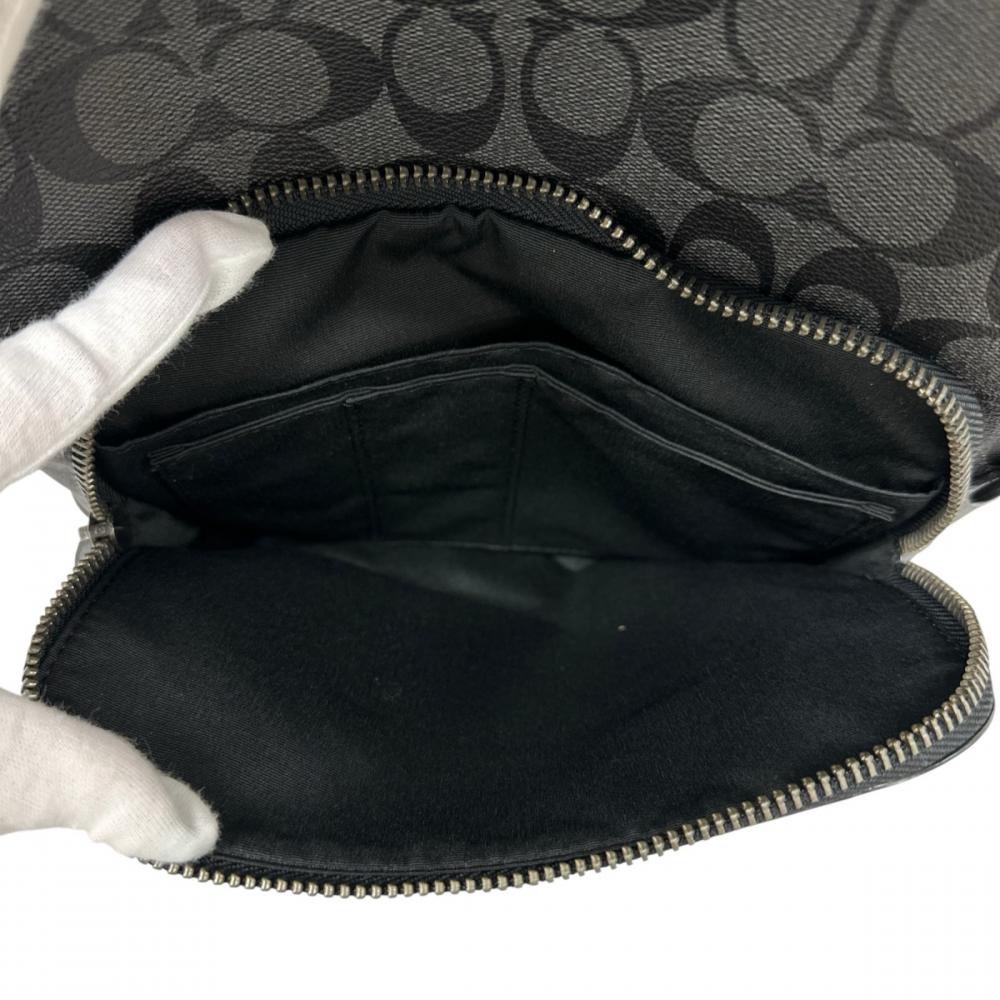 COACH コーチ リュック グラハム シグネチャー バックパック F38755 PVCコーティングキャンバス レザー ブラック 黒 ブラックシルバー金具 メンズ【中古品】