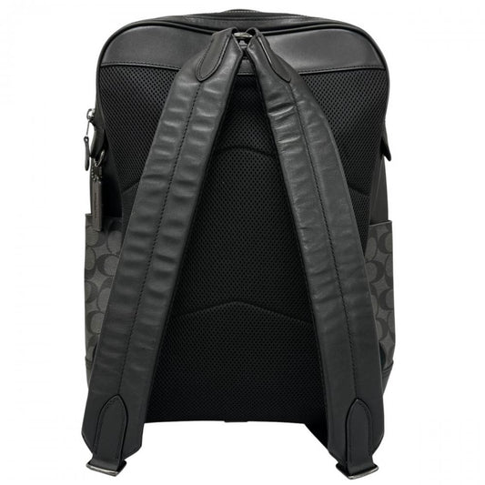 COACH コーチ リュック グラハム シグネチャー バックパック F38755 PVCコーティングキャンバス レザー ブラック 黒 ブラックシルバー金具 メンズ【中古品】