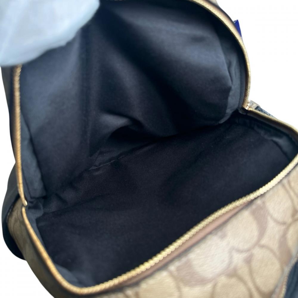 COACH コーチ リュック シグネチャー マルチポケット 5671 キャンバス レザー ブラウン 茶 ブラック 黒 ゴールド金具 レディース【中古品】