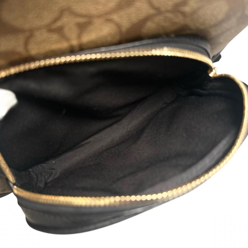 COACH コーチ リュック シグネチャー マルチポケット 5671 キャンバス レザー ブラウン 茶 ブラック 黒 ゴールド金具 レディース【中古品】