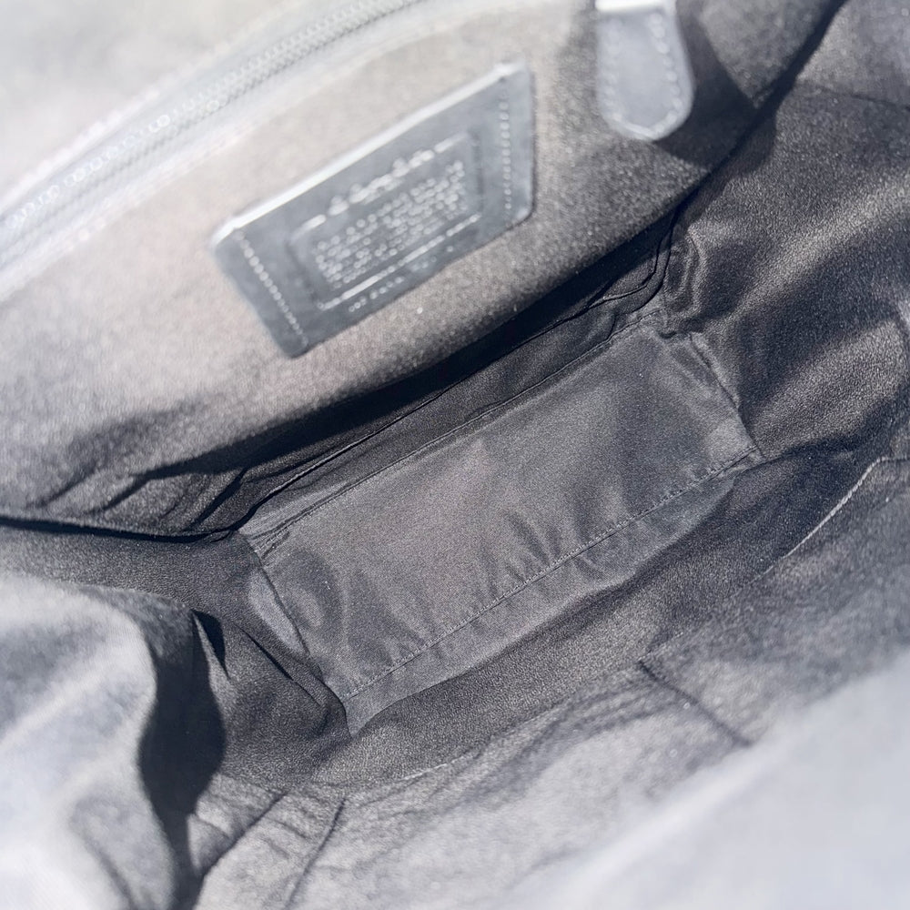 COACH コーチ リュック レーサー バックパック コーティングキャンバス レザー ブラック 黒 シルバー金具 メンズ【中古品】