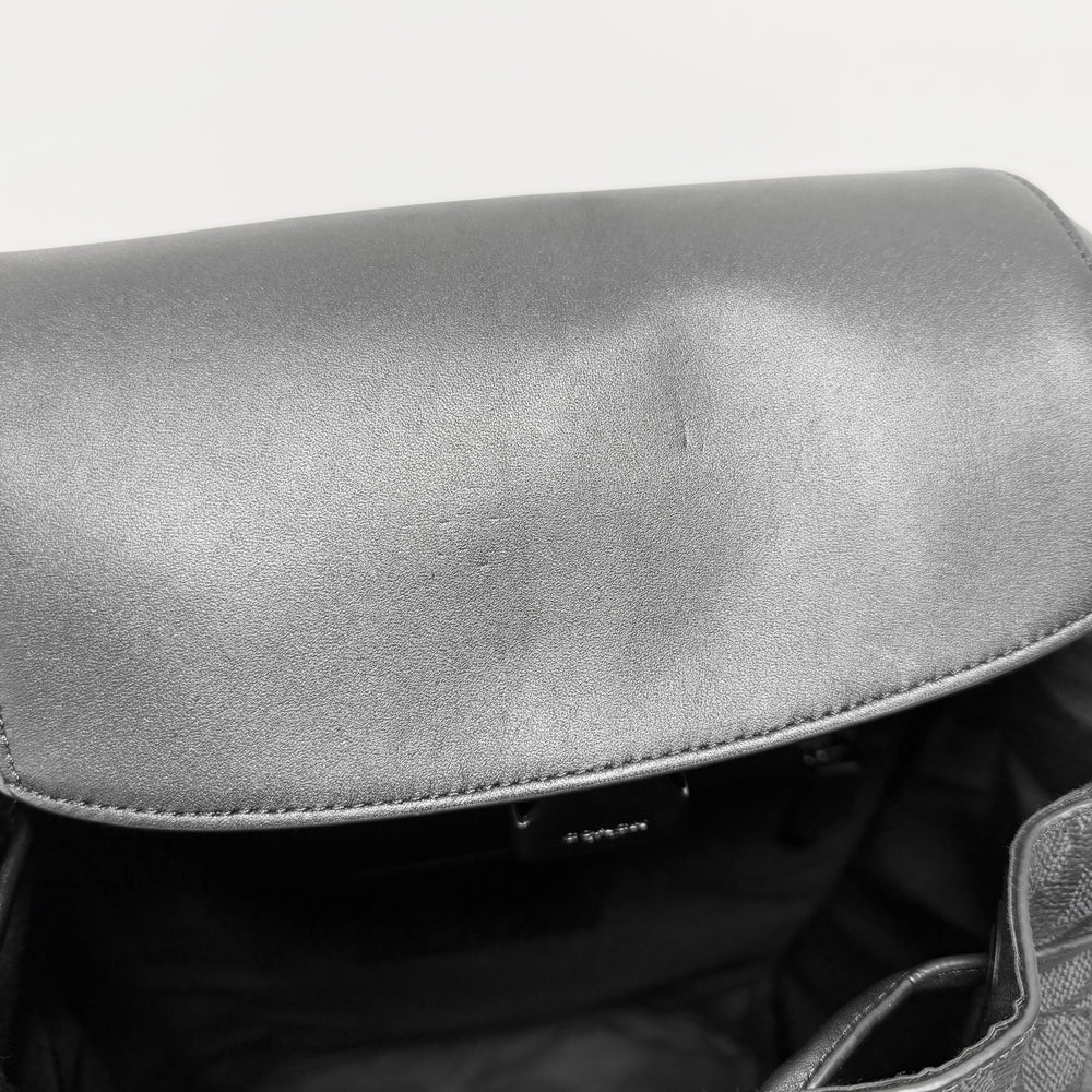 COACH コーチ リュック レーサー バックパック コーティングキャンバス レザー ブラック 黒 シルバー金具 メンズ【中古品】