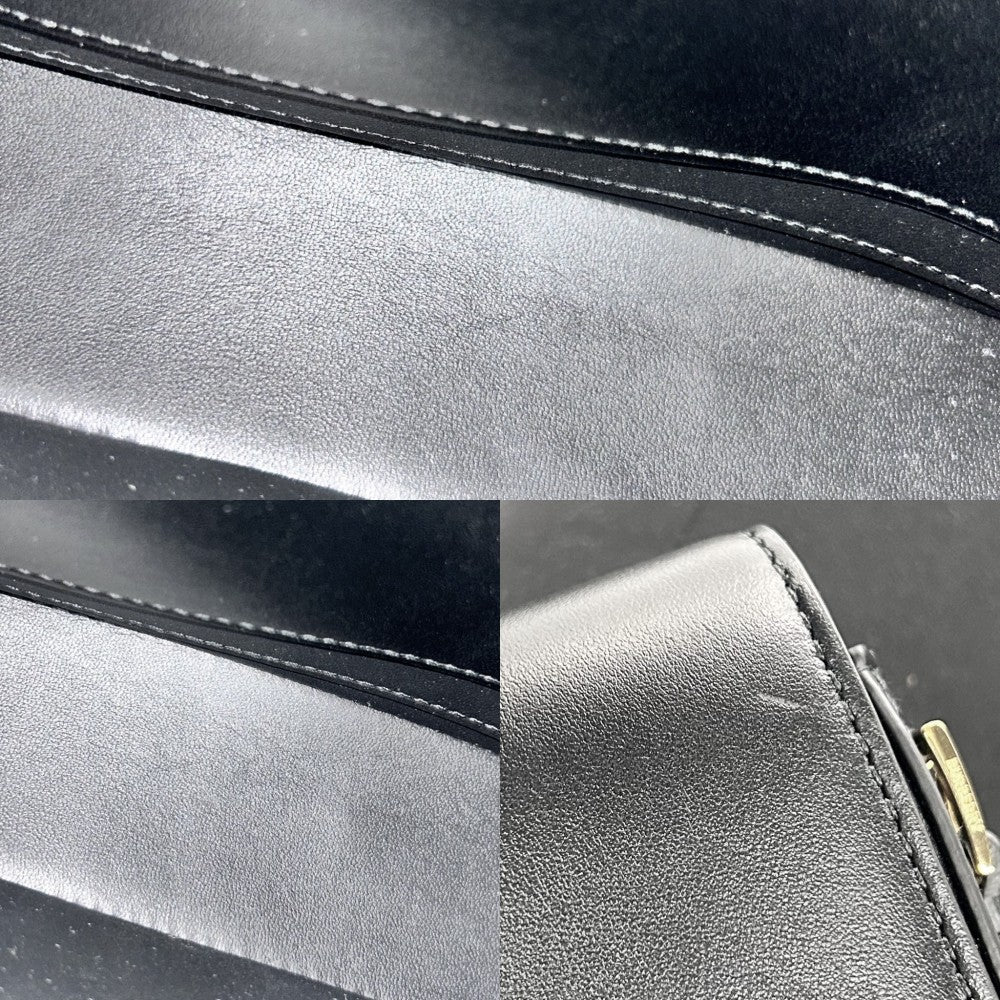 BURBERRY バーバリー ショルダーバッグ ロゴフラップ クロスボディバッグ 鞄 かばん レザー ブラック 黒 ゴールド金具 レディース【中古品】